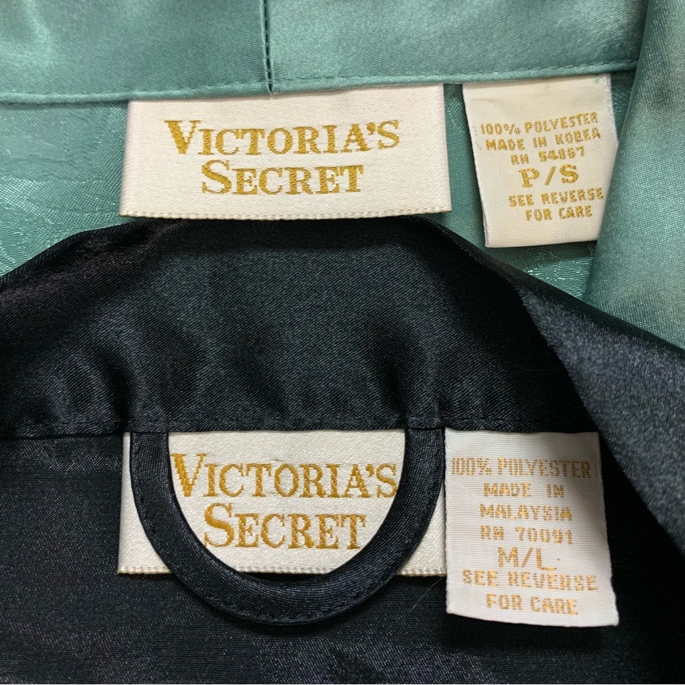 4 Piece LOT Vintage VICTORIAS SECRET Colorful SATIN & LACE Short NIGHTIE Robe - Picture 4 of 5